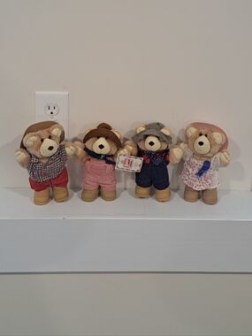 Vintage 1986 Set Of 4 Wendy's Furskins Teddy Bears Kidcore Nostalgic Retro.